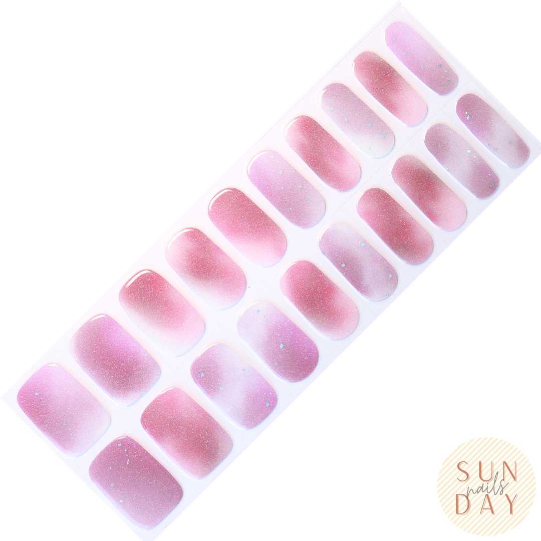 Purple Shimmer Semi Cured Gel Nail Sticker Kit