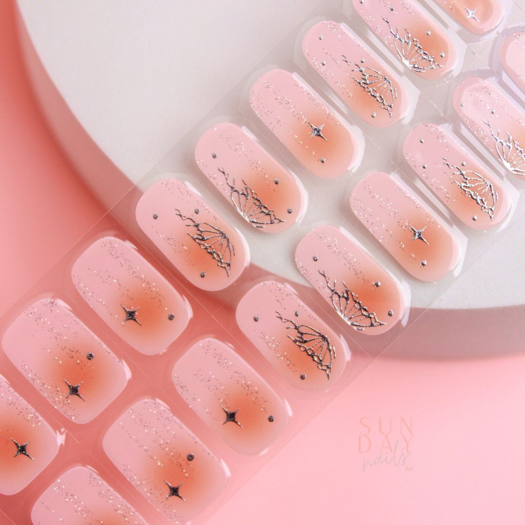 Celestial Bloom Semi Cured Gel Nail Sticker Set (Celestial Collection) | Sunday Nails AU