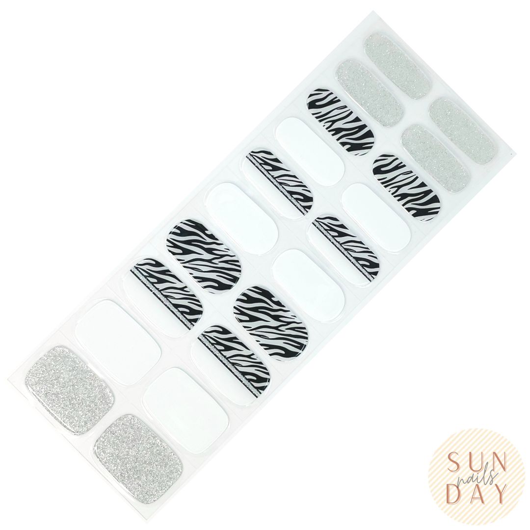 Zebra Stripes Semi Cured Gel Nail Sticker Kit - Sunday Nails AU - Semi Cured Gel Nails