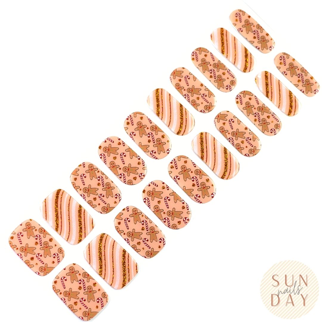 Gingerbread Man Semi Cured Gel Nail Sticker Kit  (Christmas Limited Edition) | Sunday Nails AU