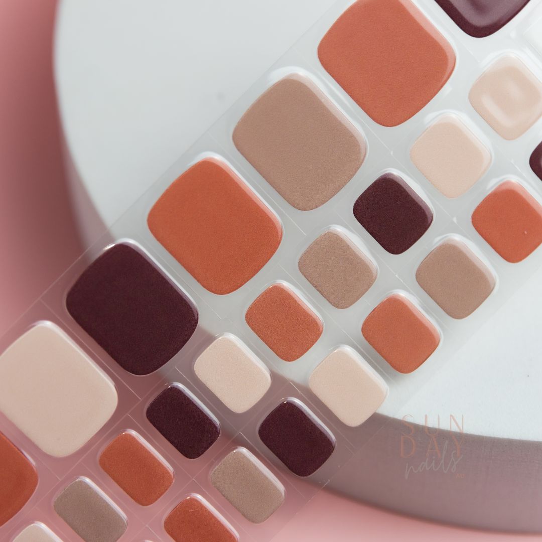 (PEDI) Shades of Nudes Semi Cured Gel Nail Sticker Kit | Sunday Nails AU