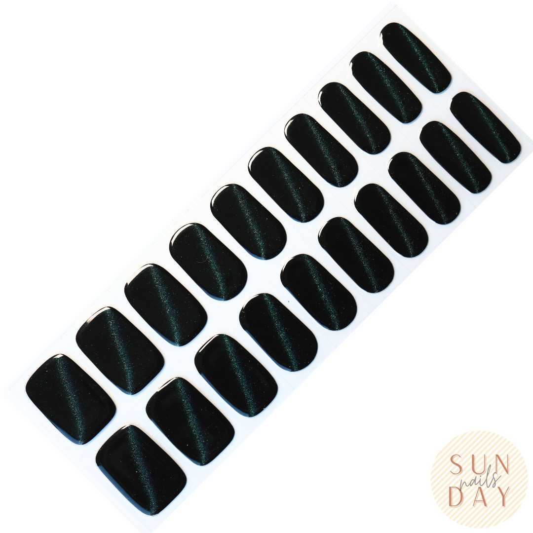 Black Cat Eye Semi Cured Gel Nail Sticker Kit | Sunday Nails AU