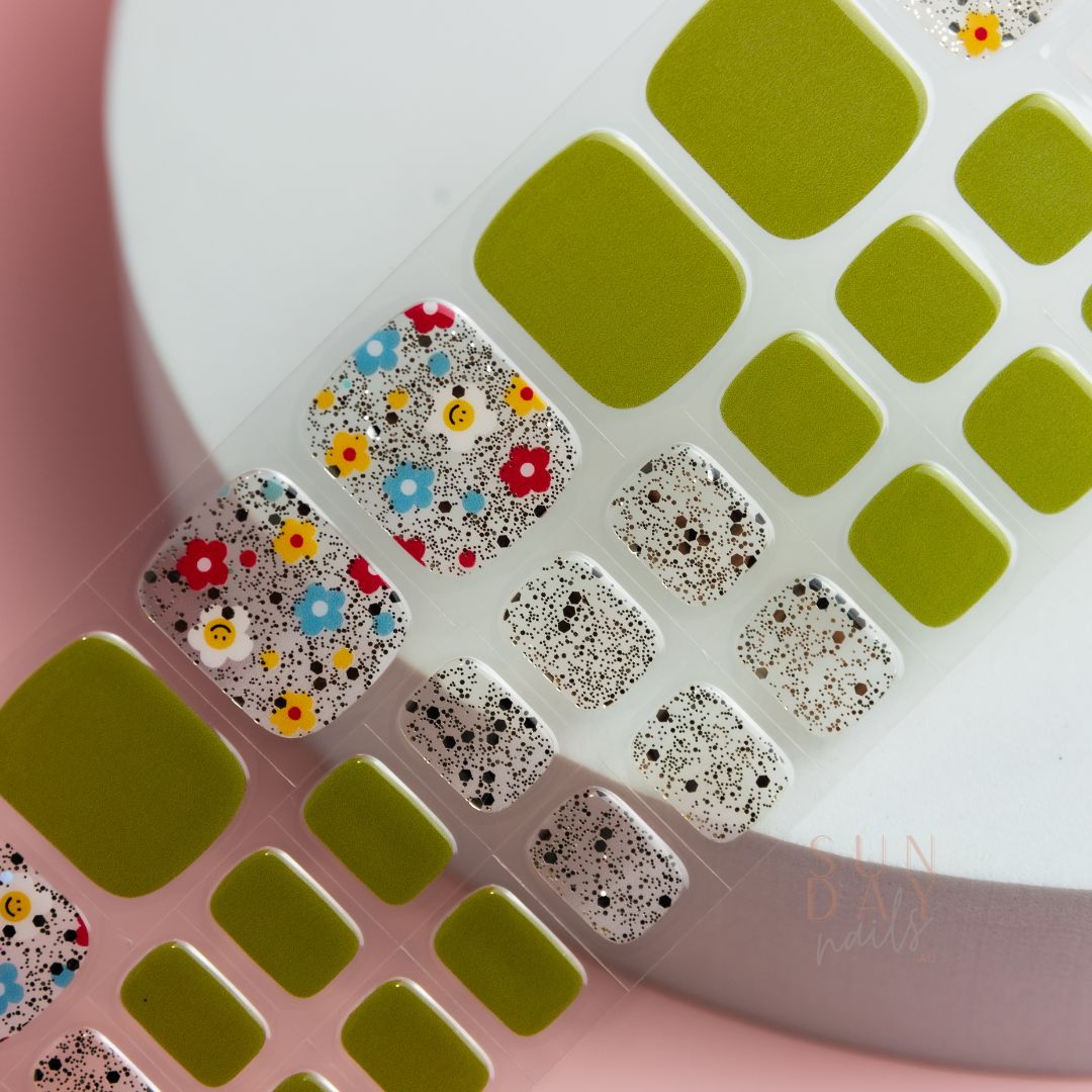 (PEDI) Secret Garden Semi Cured Gel Nail Sticker Kit | Sunday Nails AU