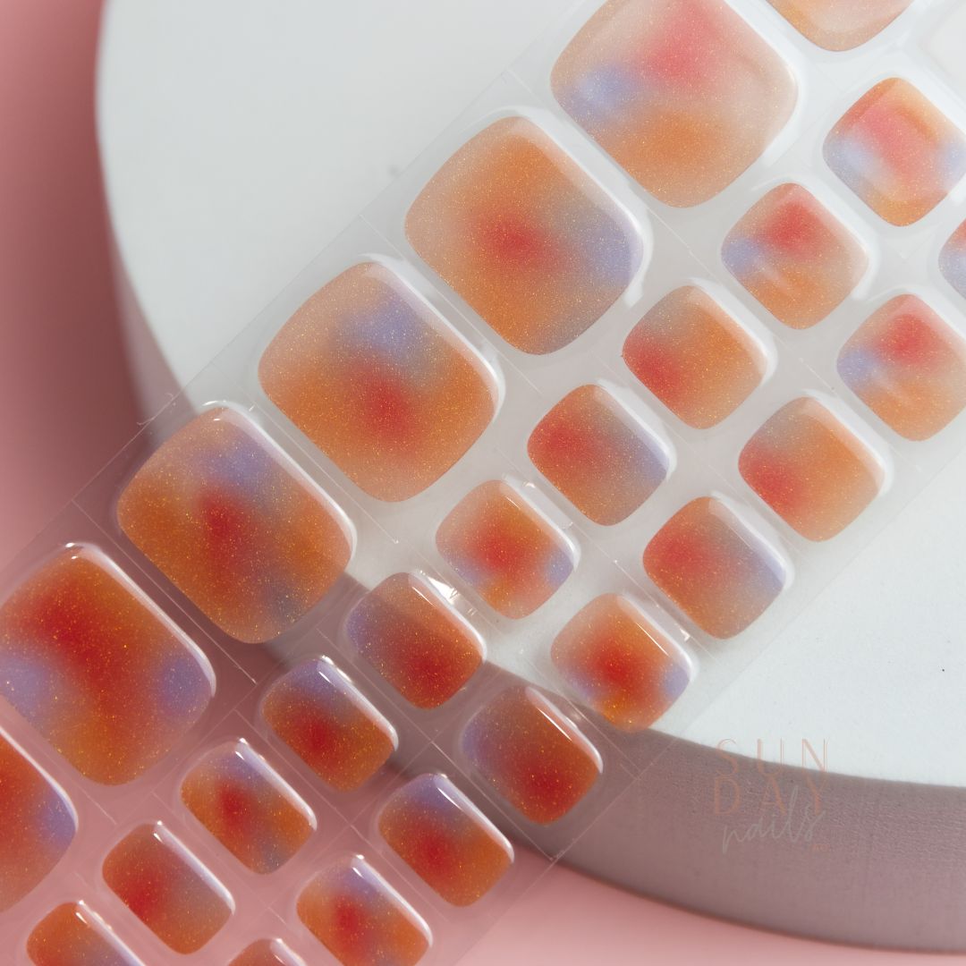 (PEDI) Sunset Semi Cured Gel Nail Sticker Kit | Sunday Nails AU