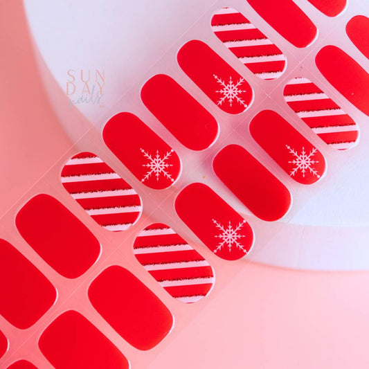 Peppermint Candy Semi Cured Gel Nail Sticker Kit  (Christmas Limited Edition) | Sunday Nails AU