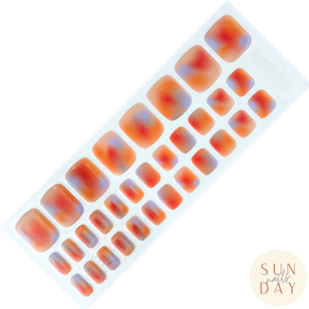 (PEDI) Sunset Semi Cured Gel Nail Sticker Kit