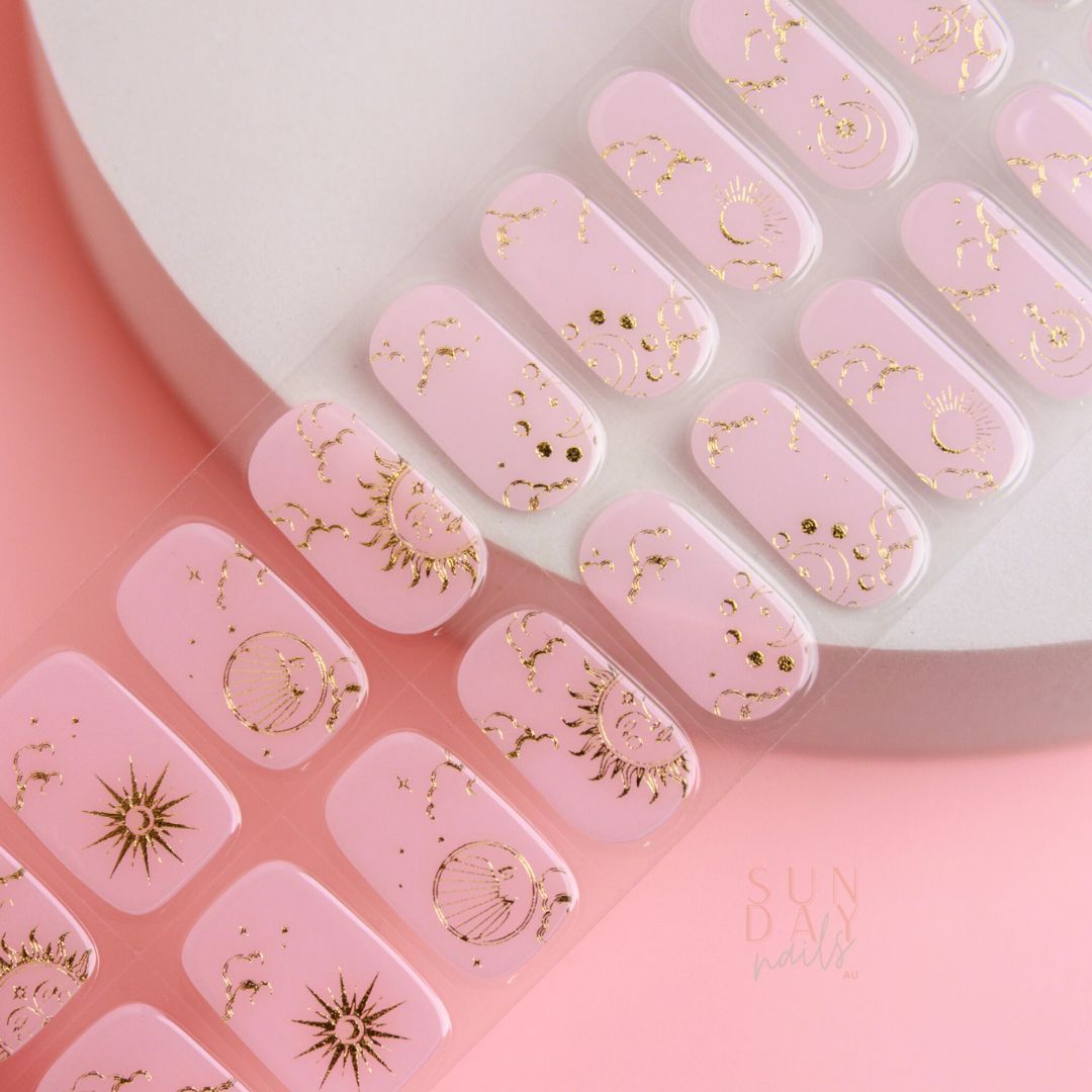 Golden Galaxy Semi Cured Gel Nail Sticker Set | Sunday Nails AU