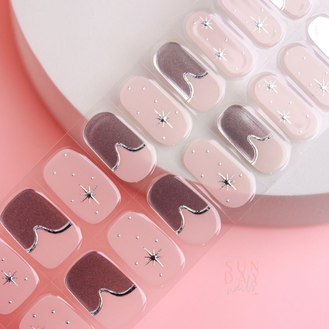 Moonlit Mirage Semi Cured Gel Nail Sticker Set (Celestial Collection) | Sunday Nails AU
