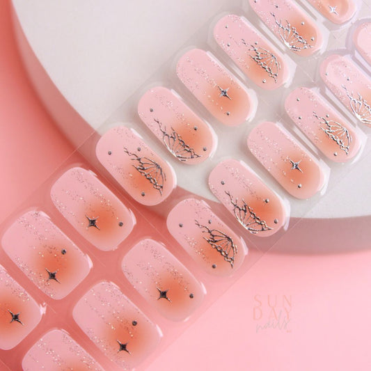 Celestial Bloom Semi Cured Gel Nail Sticker Set (Celestial Collection) | Sunday Nails AU
