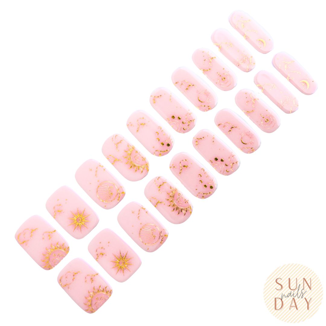 Golden Galaxy Semi Cured Gel Nail Sticker Set | Sunday Nails AU