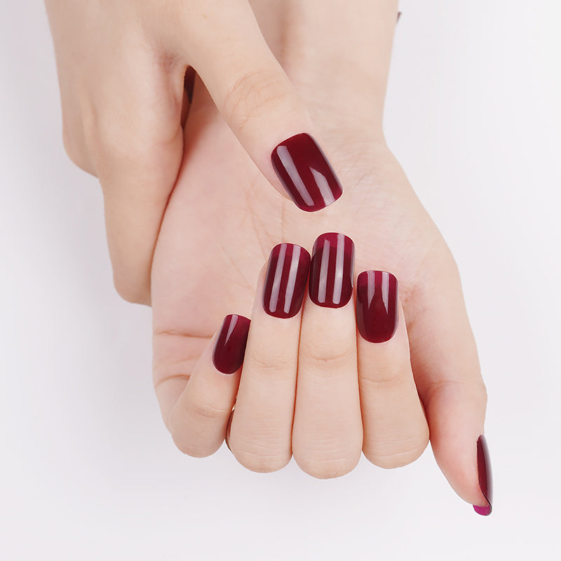 Dark Cherry Semi Cured Gel Nail Sticker Kit