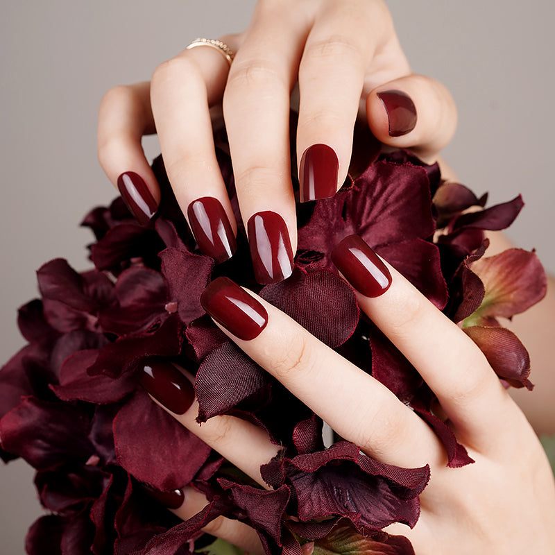 Dark Cherry Semi Cured Gel Nail Sticker Kit