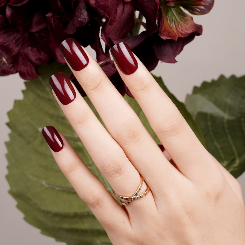 Dark Cherry Semi Cured Gel Nail Sticker Kit