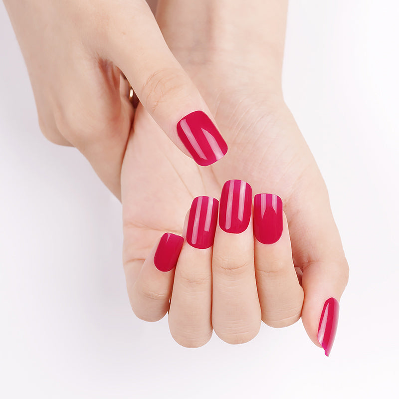 Hot Pink Semi Cured Gel Nail Sticker Kit