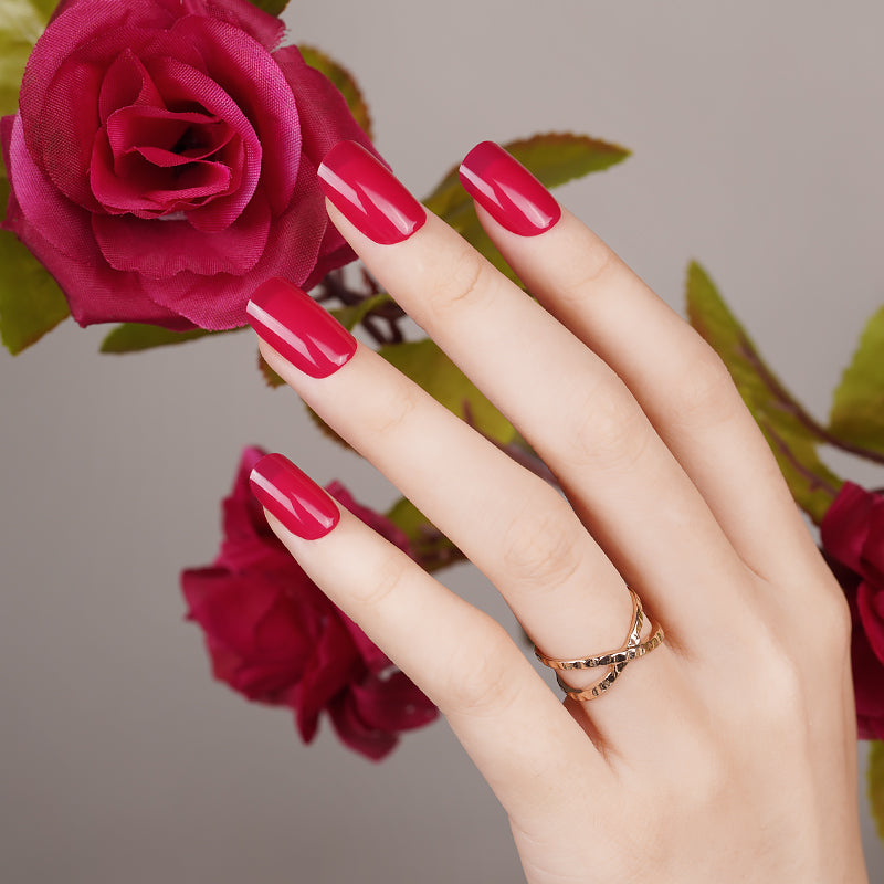 Hot Pink Semi Cured Gel Nail Sticker Kit