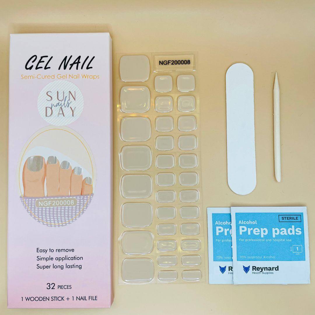 (PEDI) Bisque Semi Cured Gel Nails Kit - Sunday Nails AU - Semi Cured Gel Nails