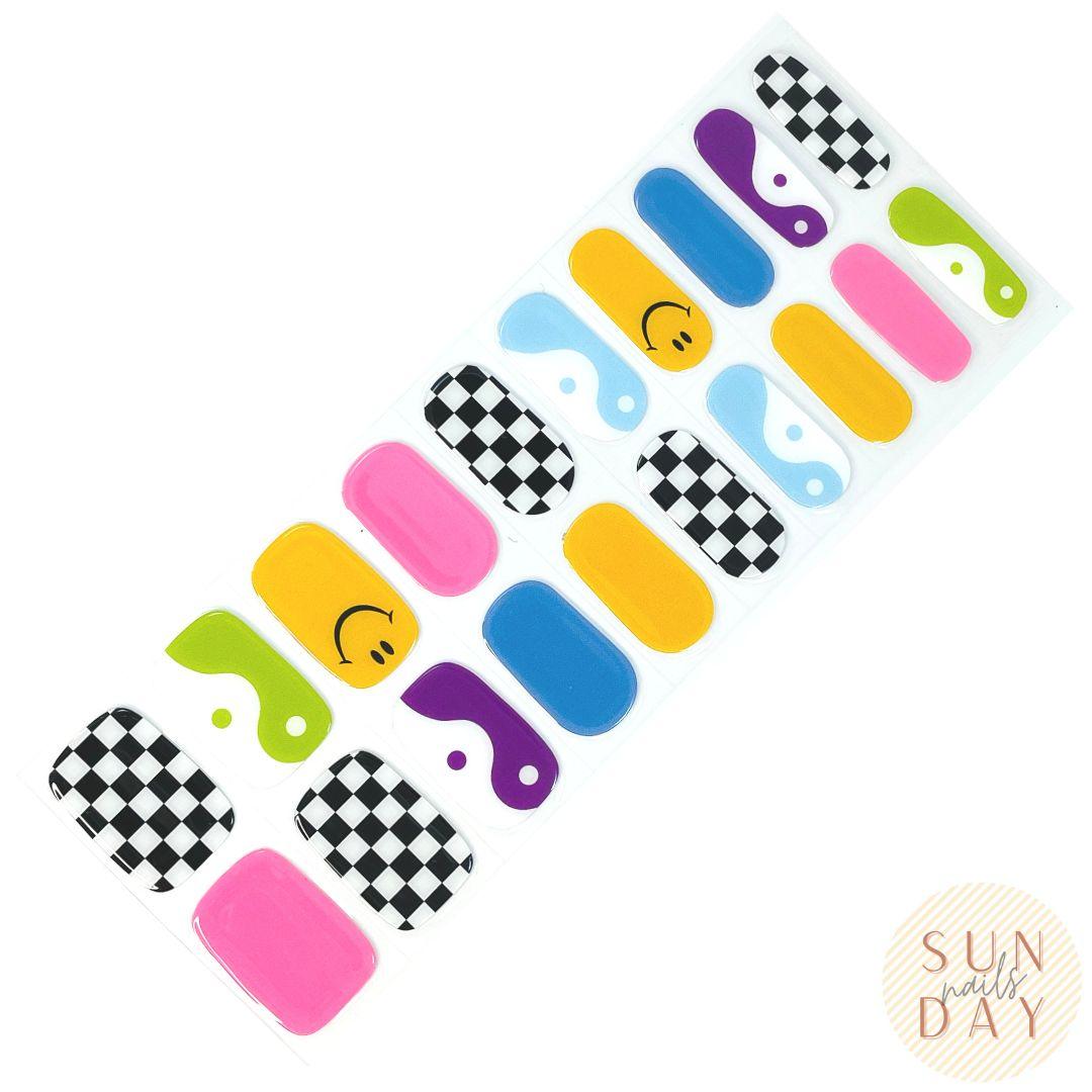 Psychedelic Semi Cured Gel Nail Sticker Kit - Sunday Nails AU - Semi Cured Gel Nails