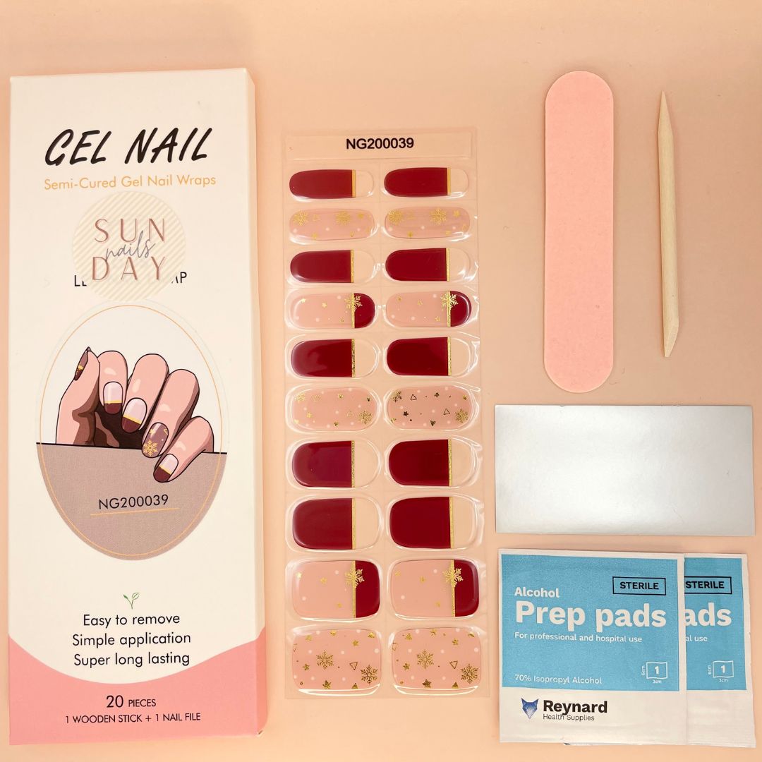 Raspberry Tips Semi Cured Gel Nail Sticker Kit - Sunday Nails AU - Semi Cured Gel Nails