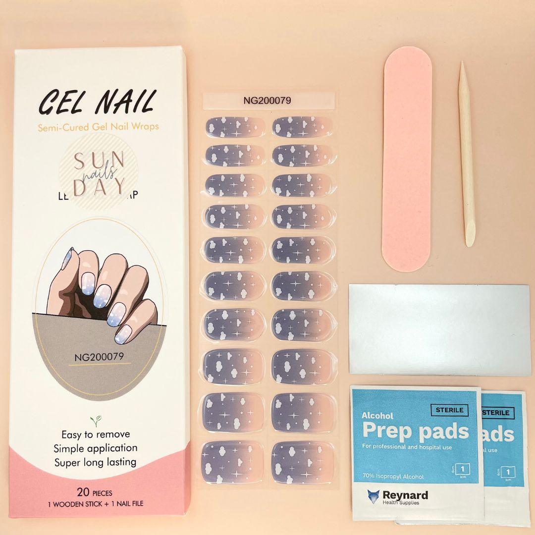 Cloudy Day Semi Cured Gel Nail Sticker Kit - Sunday Nails AU - Semi Cured Gel Nails