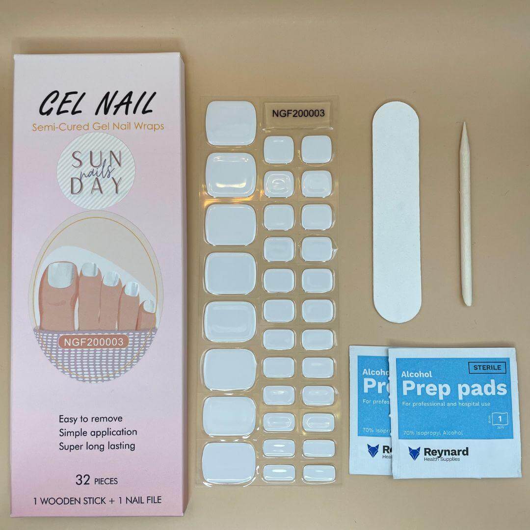 (PEDI) Alaska Semi Cured Gel Nail Sticker Kit - Sunday Nails AU - Semi Cured Gel Nails