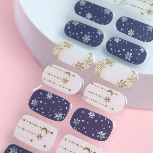 Snow Crystals Semi Cured Gel Nail Sticker Kit - Sunday Nails AU - Semi Cured Gel Nails