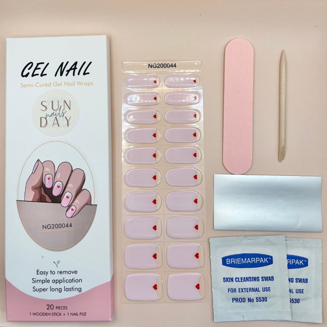 Valentine's Date Semi Cured Gel Nail Sticker Kit - Sunday Nails AU - Semi Cured Gel Nails