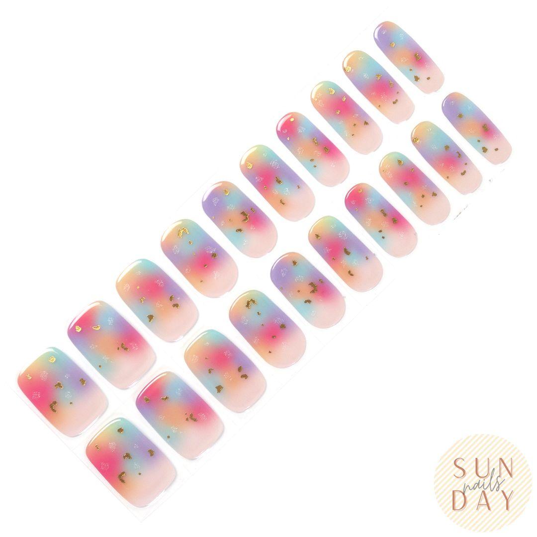 Cotton Candy Semi Cured Gel Nail Sticker Kit - Sunday Nails AU - Semi Cured Gel Nails