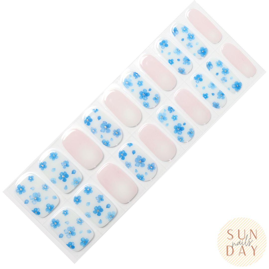 Forget-Me-Nots Semi Cured Gel Nail Sticker Kit - Sunday Nails AU - Semi Cured Gel Nails