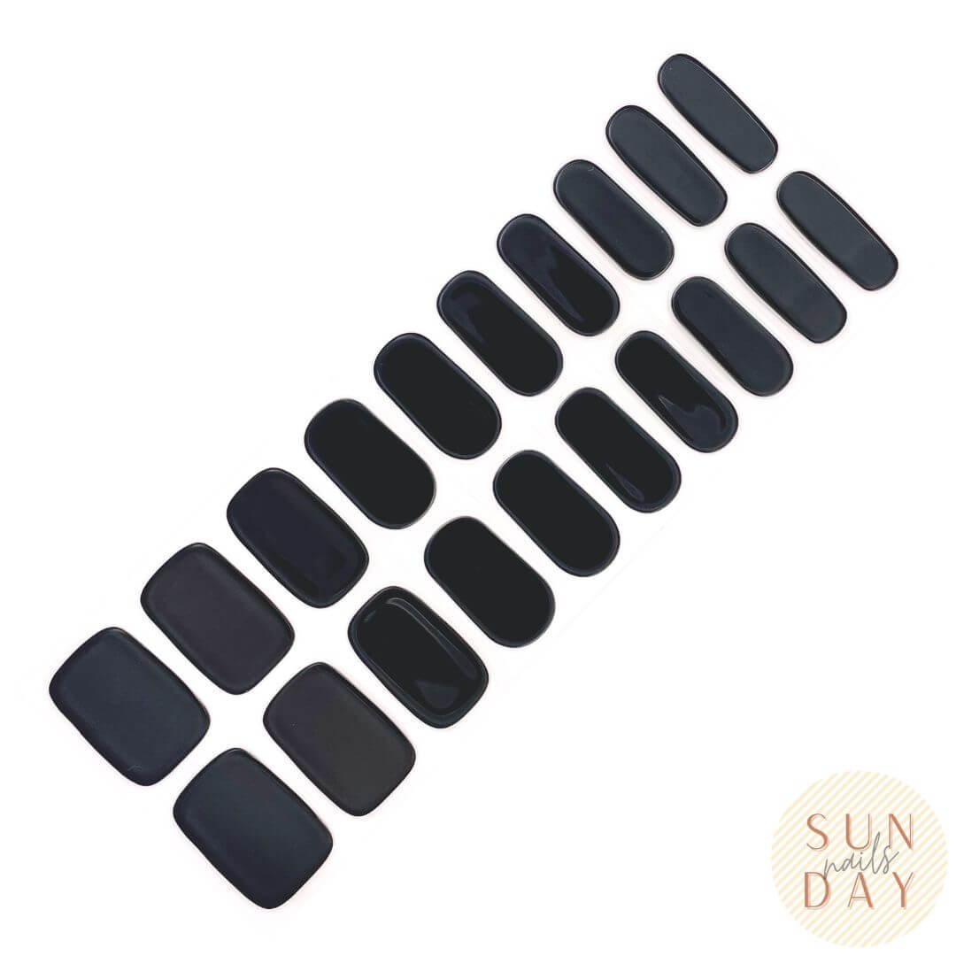 Back to Black Semi Cured Gel Nail Sticker Kit - Sunday Nails AU - Semi Cured Gel Nails