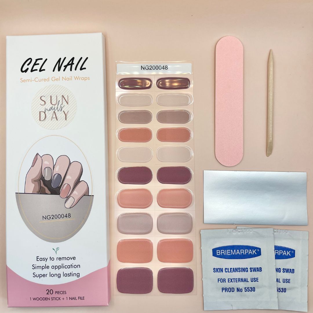 Shades of Nude Semi Cured Gel Nail Sticker Kit - Sunday Nails AU - Semi Cured Gel Nails