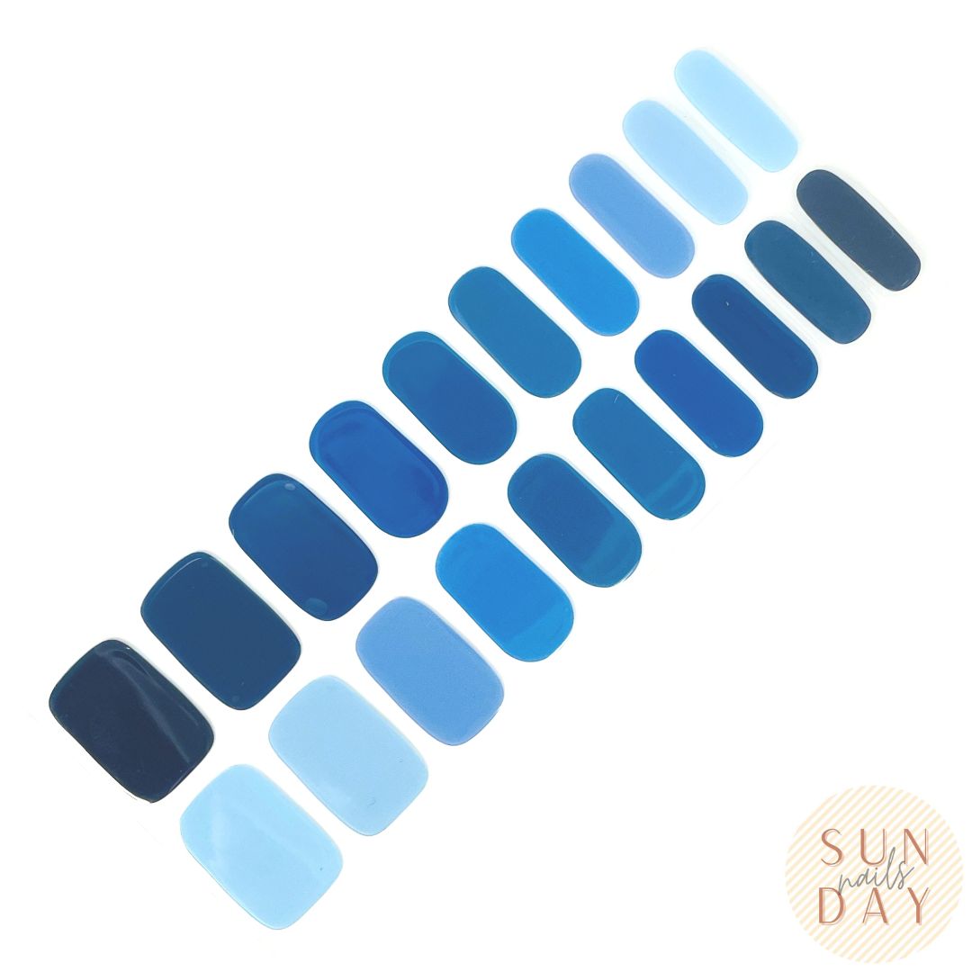 Shades of Blue Semi Cured Gel Nail Sticker Kit - Sunday Nails AU - Semi Cured Gel Nails