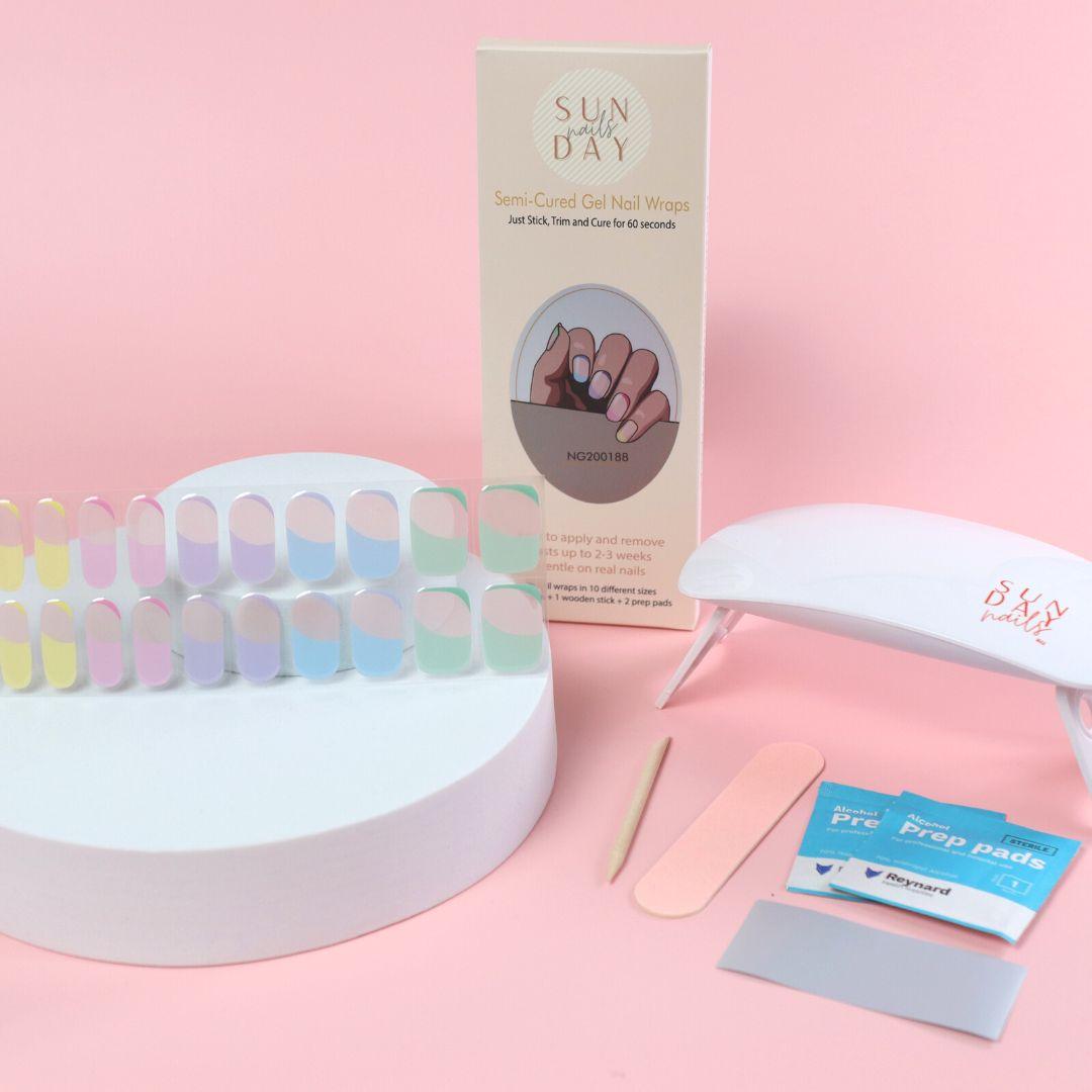 Fun Reverse French Tip Semi Cured Gel Nail Sticker Kit - Sunday Nails AU - Semi Cured Gel Nails