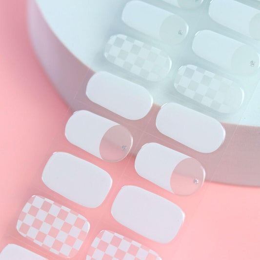 Checkerboard Semi Cured Gel Nail Sticker Kit - Sunday Nails AU - Semi Cured Gel Nails
