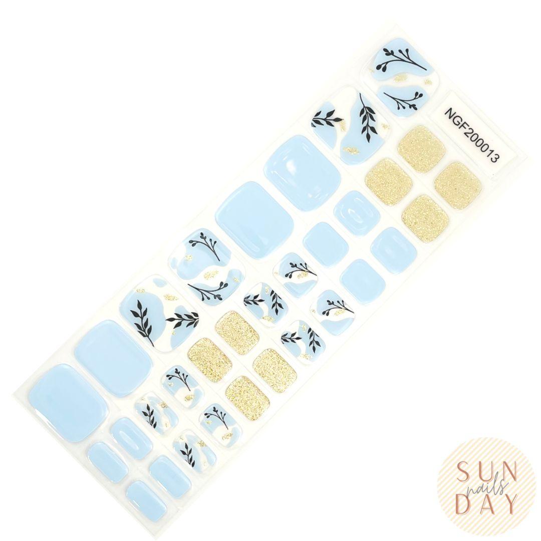 (PEDI) Blue Blossoms Semi Cured Gel Nails Kit - Sunday Nails AU - Semi Cured Gel Nails