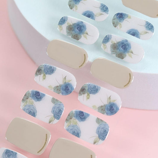 Blue Roses Semi Cured Gel Sticker Kit - Sunday Nails AU - Semi Cured Gel Nails