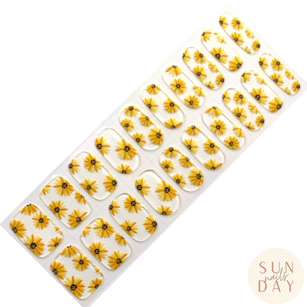 Sunny Sunflowers Semi Cured Gel Nail Sticker Kit - Sunday Nails AU - Semi Cured Gel Nails