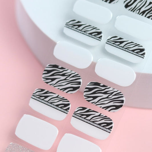Zebra Stripes Semi Cured Gel Nail Sticker Kit - Sunday Nails AU - Semi Cured Gel Nails