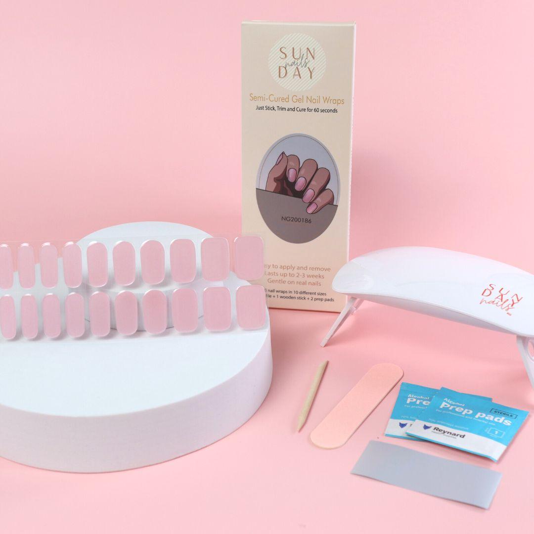 Pink Glazed Donut Semi Cured Gel Nail Sticker Kit - Sunday Nails AU - Semi Cured Gel Nails