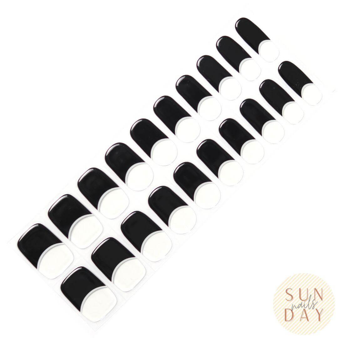 Black French Tips Semi Cured Gel Nail Sticker Kit - Sunday Nails AU - Semi Cured Gel Nails