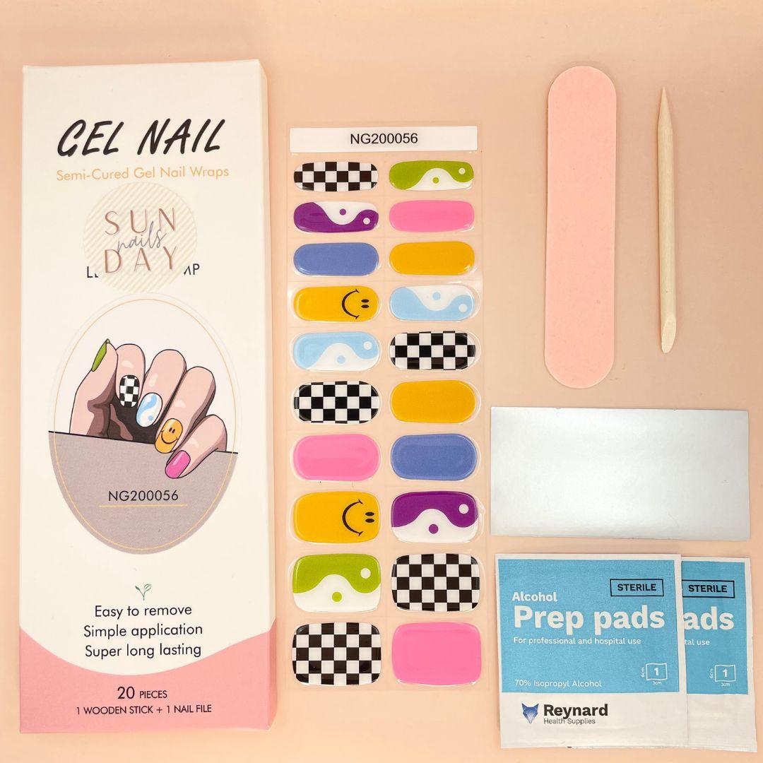 Psychedelic Semi Cured Gel Nail Sticker Kit - Sunday Nails AU - Semi Cured Gel Nails