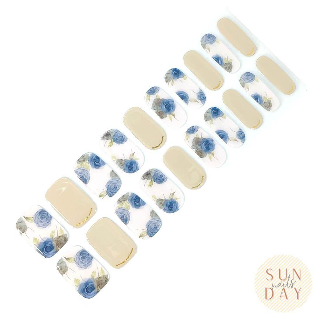 Blue Roses Semi Cured Gel Sticker Kit - Sunday Nails AU - Semi Cured Gel Nails