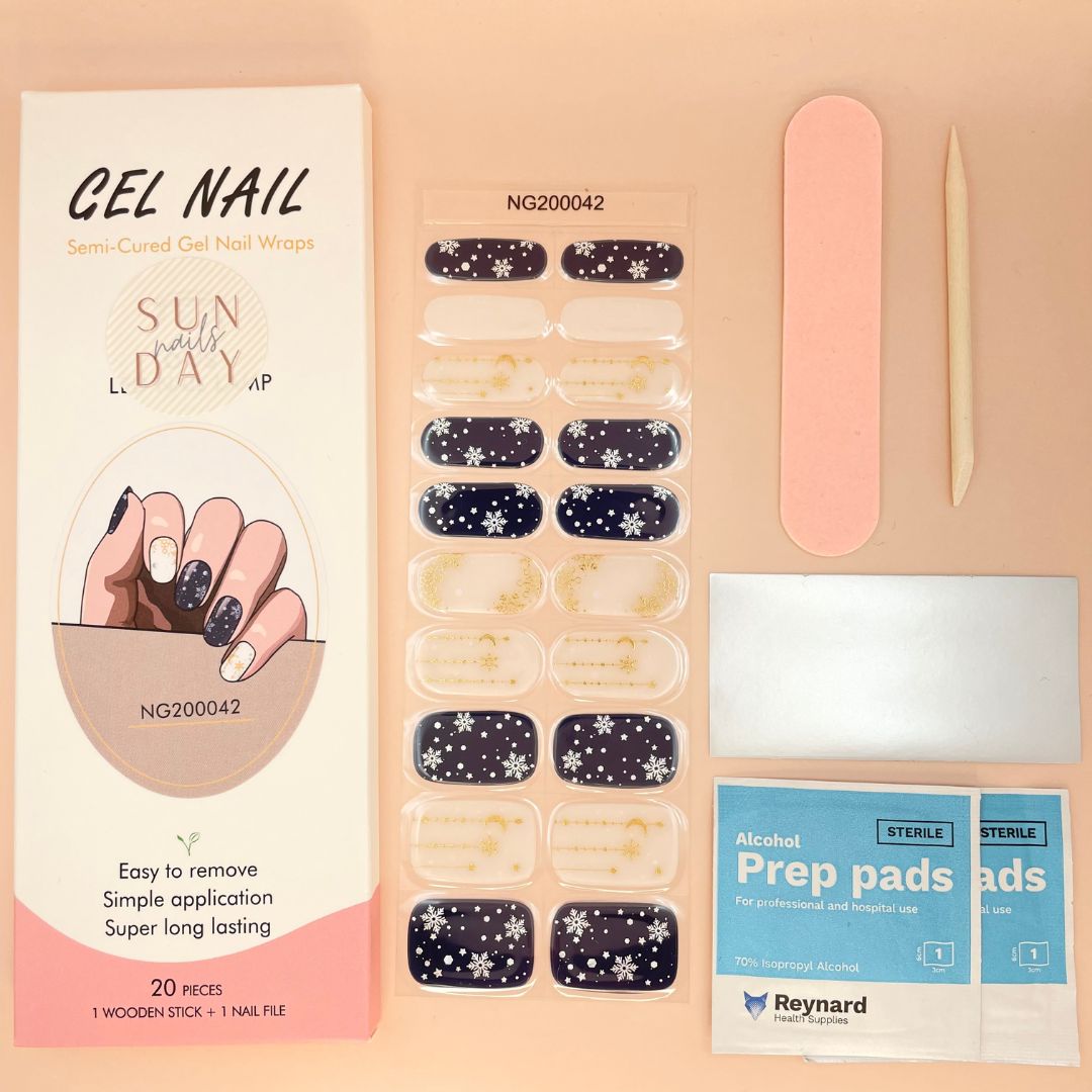 Snow Crystals Semi Cured Gel Nail Sticker Kit - Sunday Nails AU - Semi Cured Gel Nails