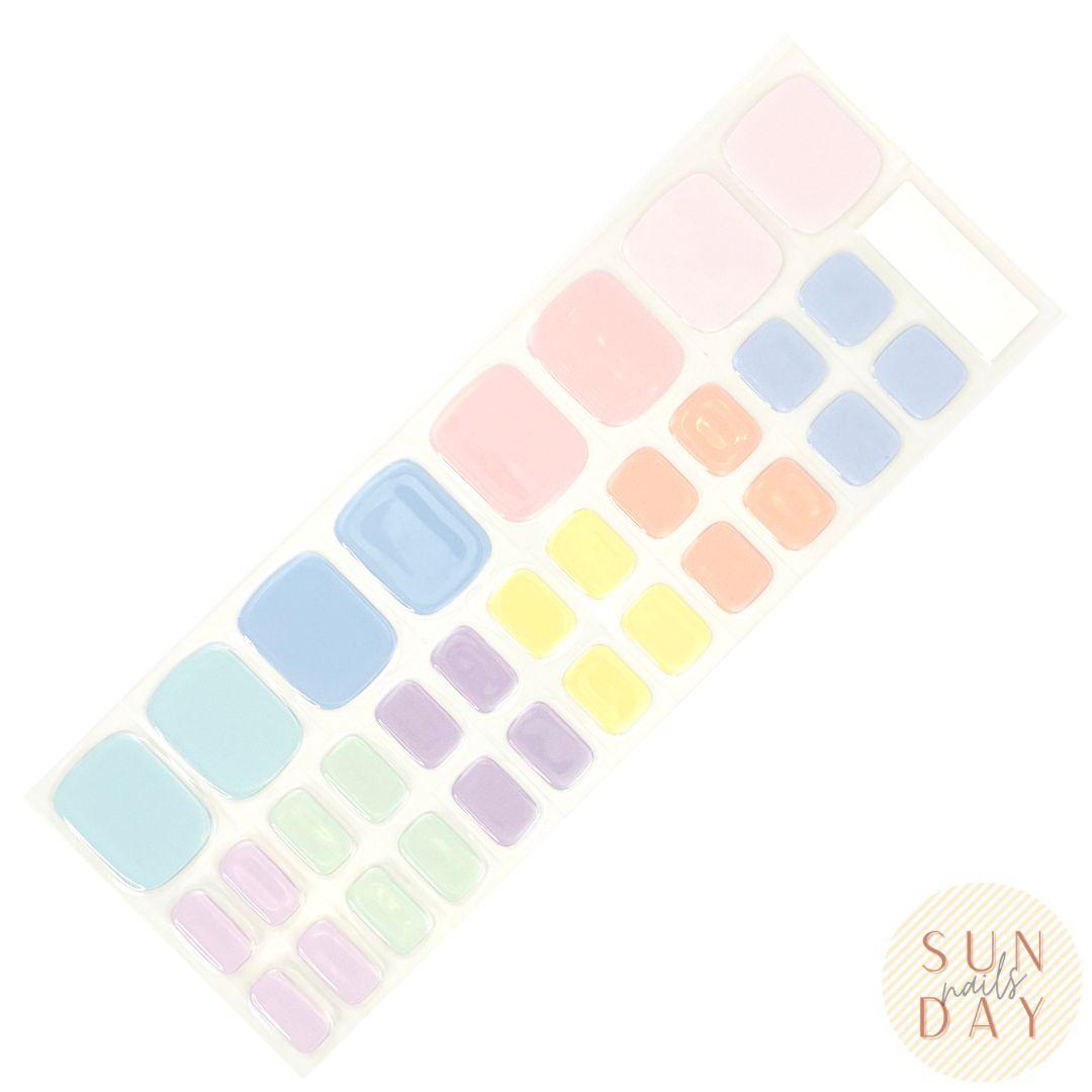 (PEDI) Light Rainbow Semi Cured Gel Nail Sticker Kit