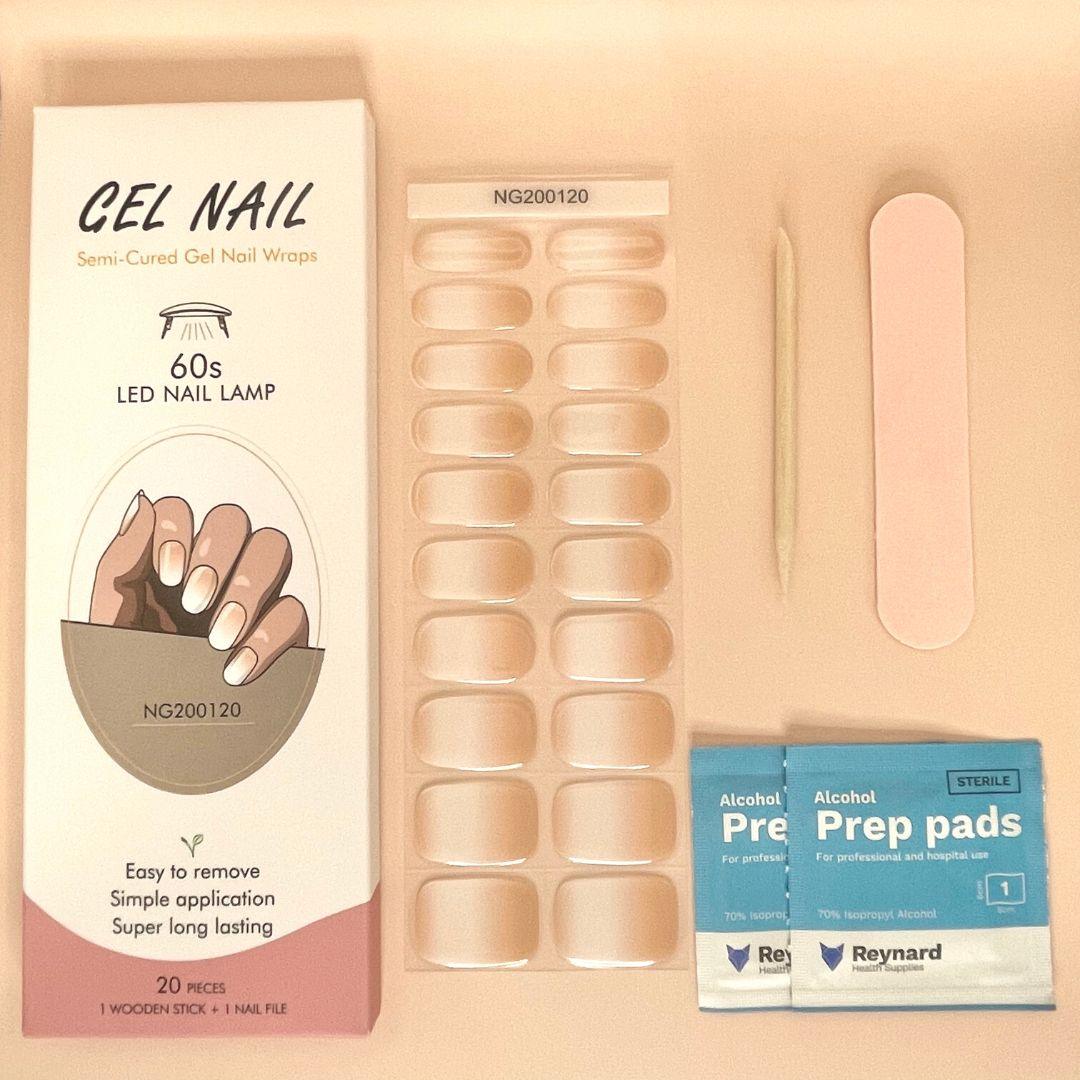 Ombre Nude Semi Cured Gel Nail Sticker Kit - Sunday Nails AU - Semi Cured Gel Nails