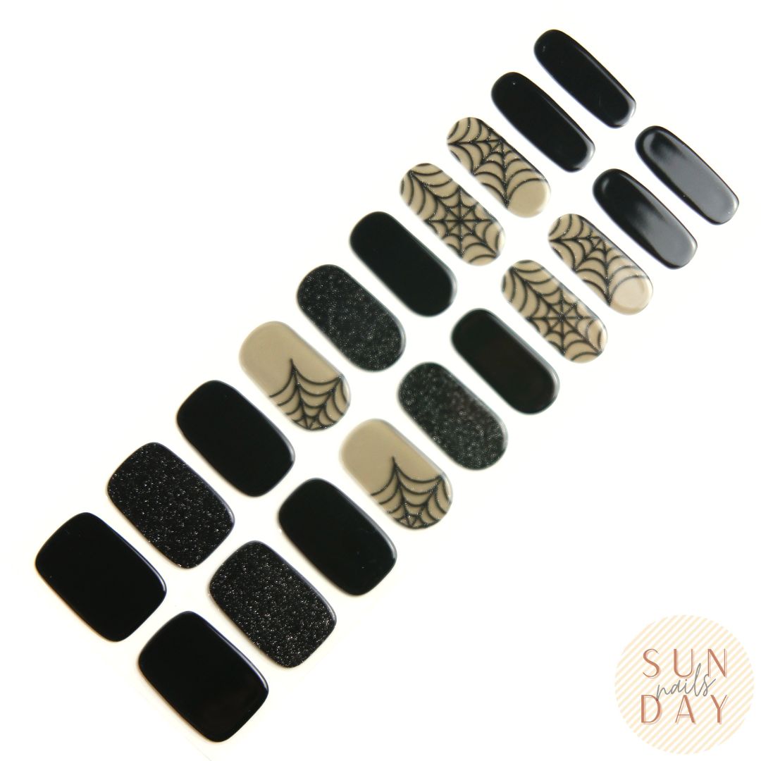 Spider Webs Semi Cured Gel Nail Sticker Kit - Sunday Nails AU - Semi Cured Gel Nails