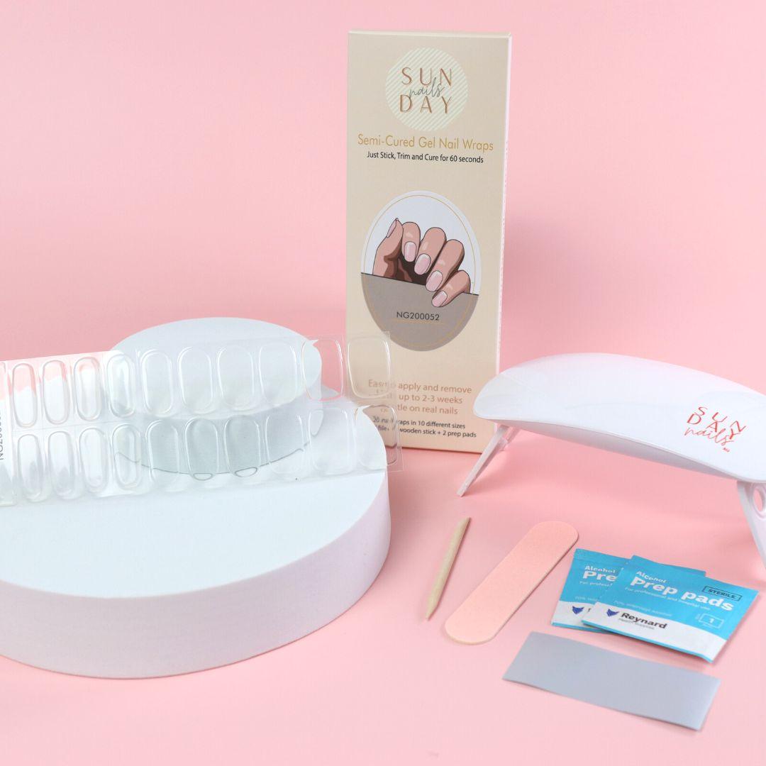 Clear Semi Cured Gel Nail Sticker Kit | Sunday Nails AU