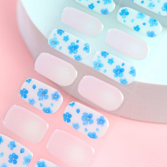 Forget-Me-Nots Semi Cured Gel Nail Sticker Kit - Sunday Nails AU - Semi Cured Gel Nails