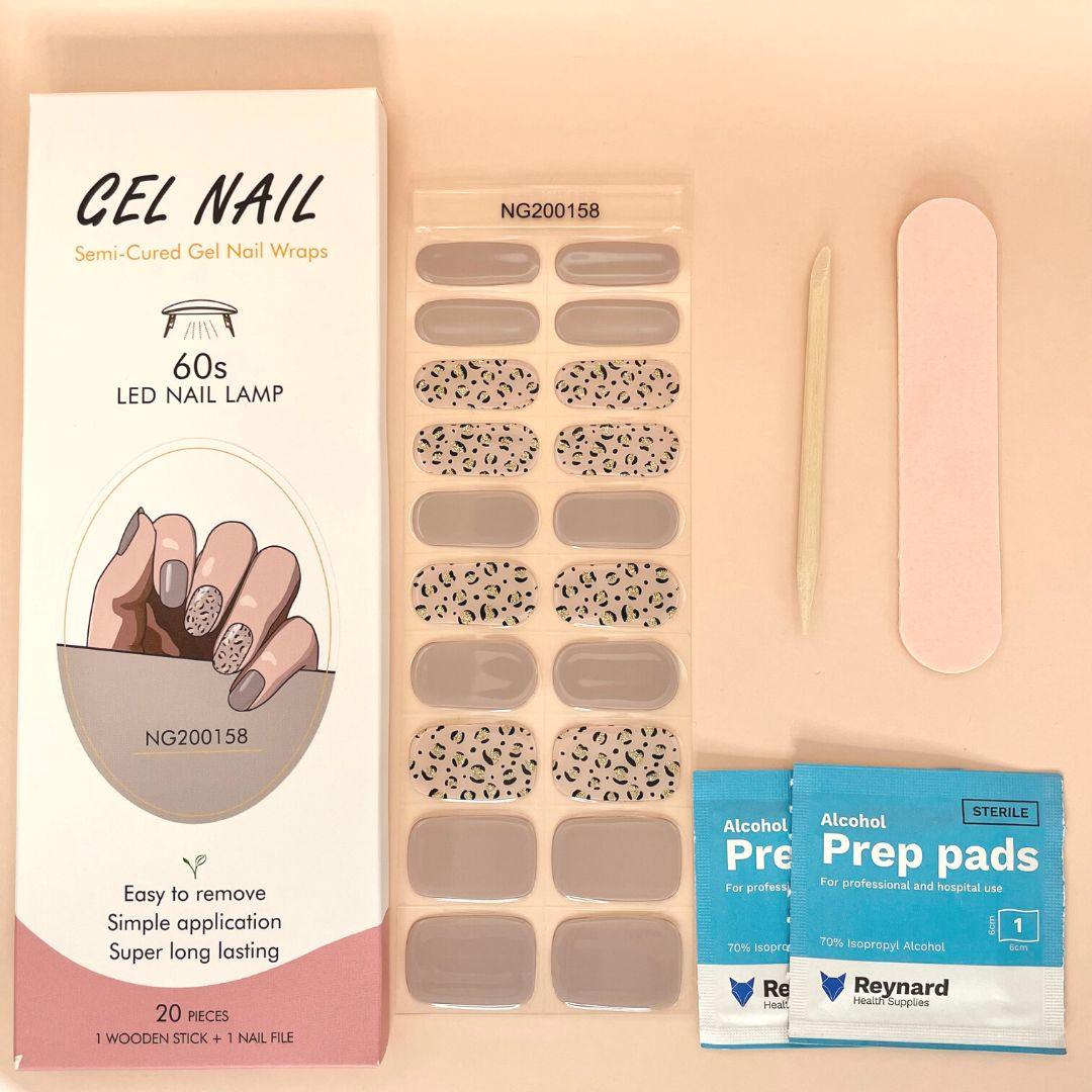 Leopard Semi Cured Gel Nail Sticker Kit - Sunday Nails AU - Semi Cured Gel Nails