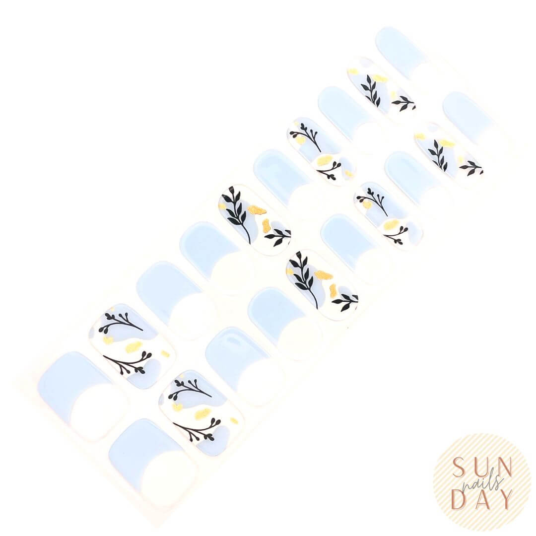 Blue Blossoms Semi Cured Gel Nail Sticker Kit - Sunday Nails AU - Semi Cured Gel Nails