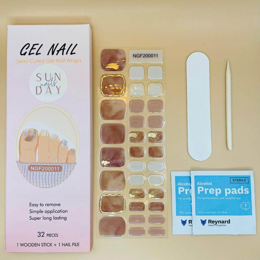 (PEDI) Aurora Semi Cured Gel Nails Kit - Sunday Nails AU - Semi Cured Gel Nails